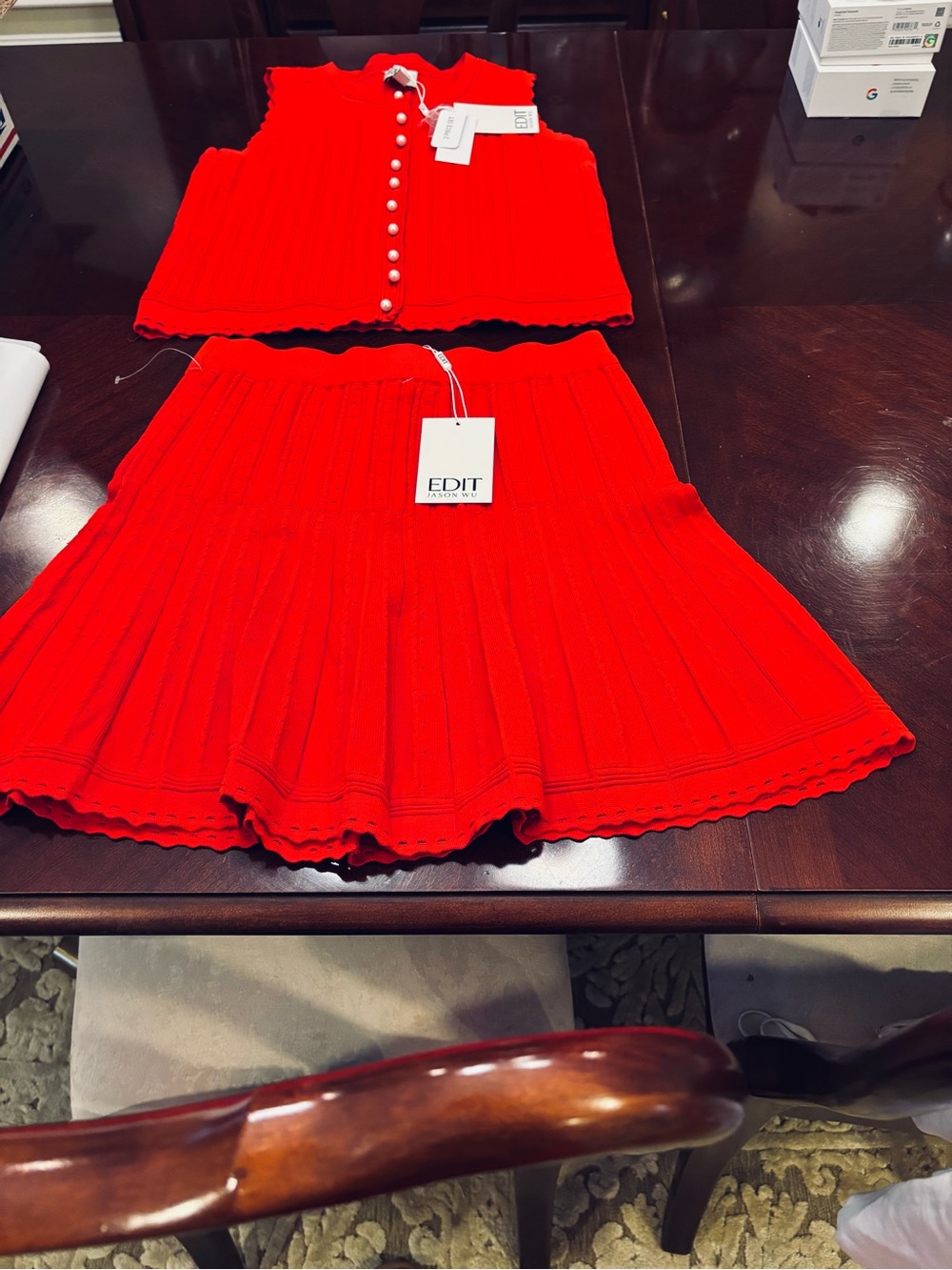 Jason Wu Bright Red Knit Two-Piece Skirt Set